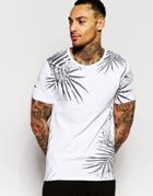 Asos Muscle T-shirt With All Over Leafy Floral Print - White