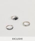 Reclaimed Vintage Inspired Silver Ring Pack With Semi Precious Stone Exclusive To Asos - Silver