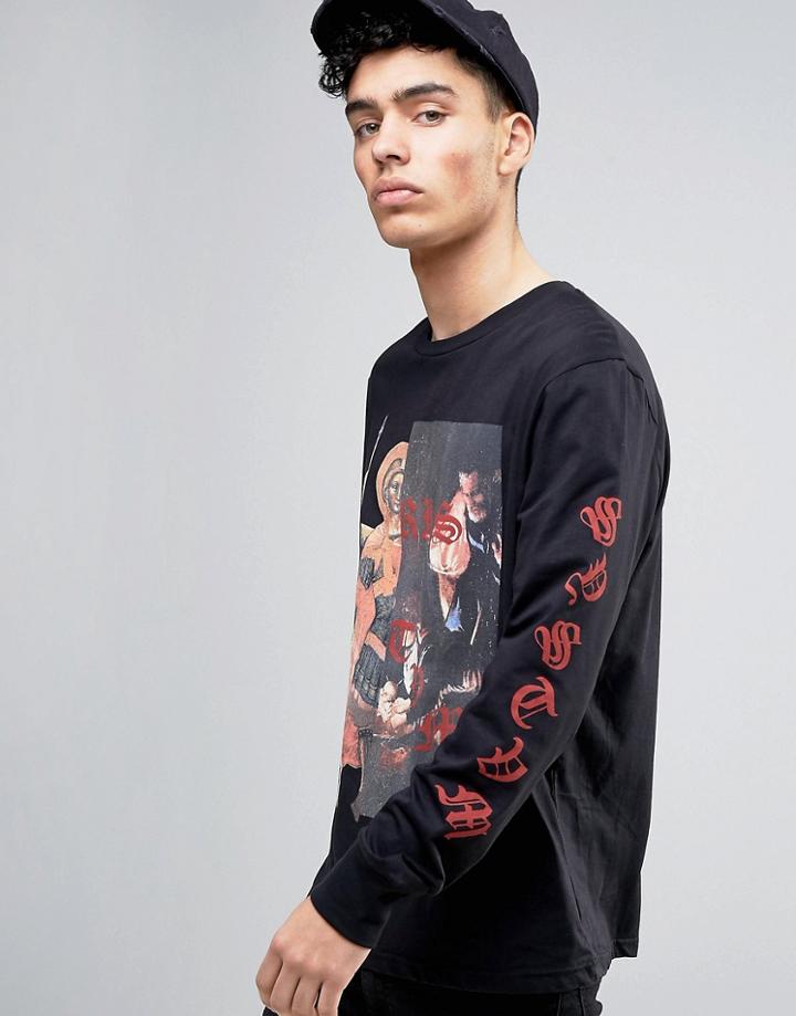 Systvm Angel Printed Long Sleeve T-shirt - Black