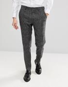 Asos Slim Suit Pants In Moons Wool Rich Monochrome Check - Black