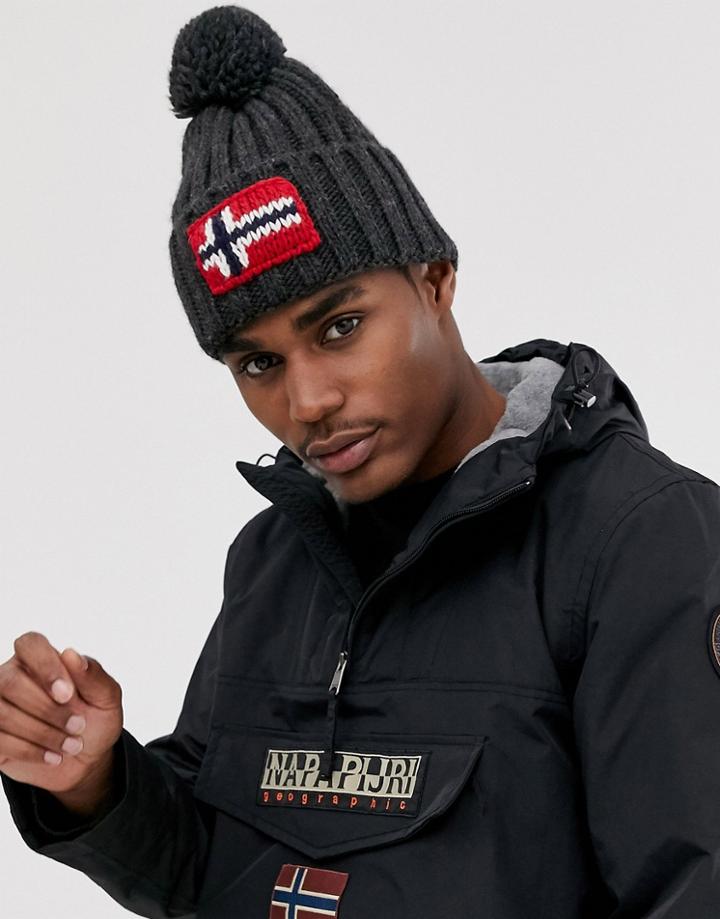 Napapijri Semiury 2 Bobble Beanie In Gray