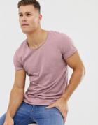 Jack & Jones Essentials Scoop Neck Longline T-shirt In Lilac-pink