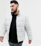 Asos Design Plus Puffer Jacket In Gray