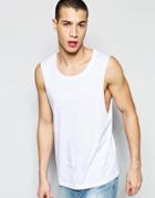 Asos Sleeveless T-shirt With Scoop Neck And Dropped Armhole In White - White