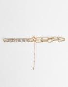 True Decadence Crystal And Chain T-bar Necklace In Gold