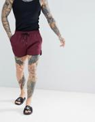 New Look Runner Swim Shorts In Burgundy - Red