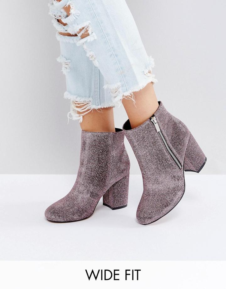 Asos Regan Wide Fit Kitten Heel Ankle Boots - Pink