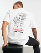 Adidas Originals Adventure T-shirt In White With Backpack Back Print