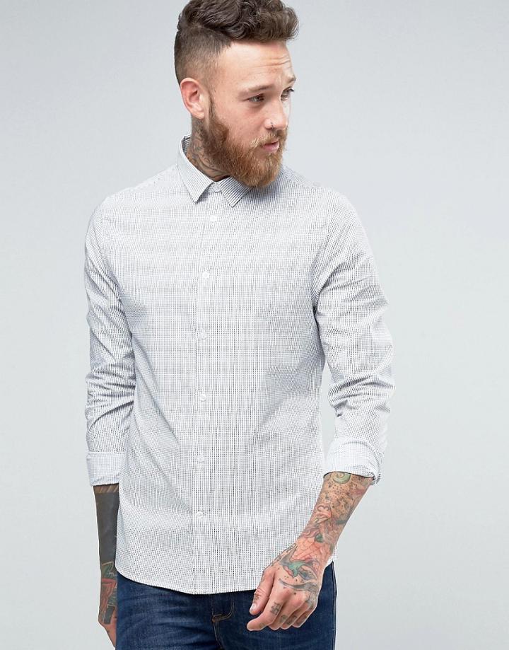 Hoxton Shirt Company Slim Smart Shirt With Texture - White
