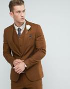 Asos Wedding Skinny Suit Jacket In Rust Tonic - Brown