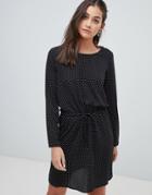 Only Printed Drawstring Waist Mini Dress In Black