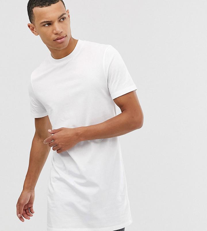 Asos Design Tall Super Longline T-shirt With Crew Neck In White