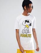 Asos Snoopy Longline T-shirt - White