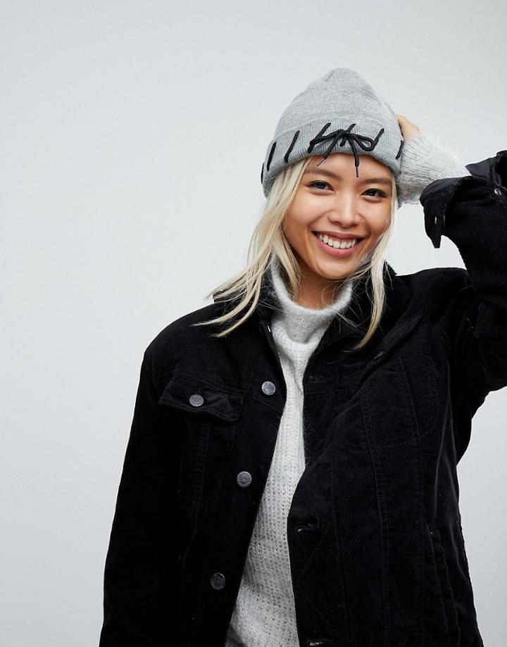 Urbancode Lace Through Beanie Hat - Gray