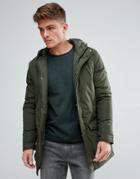 Solid Parka With Hood - Green