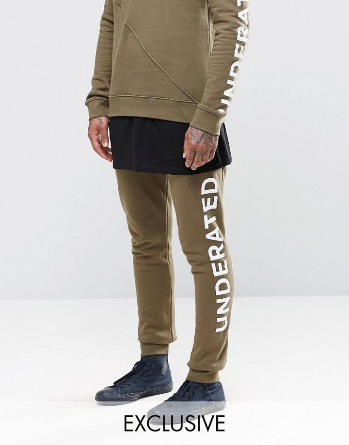 Underated Skinny Joggers With Side Logo - Khaki