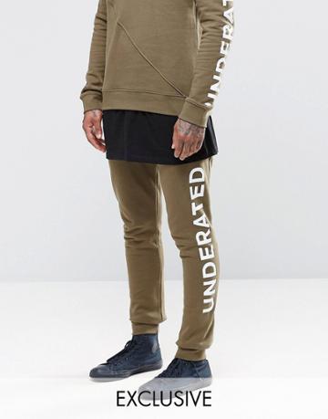 Underated Skinny Joggers With Side Logo - Khaki