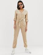 Mango Cord Jumpsuit In Beige - Beige