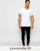 Asos Loungewear Muscle T-shirt And Skinny Joggers 2 Pack - White
