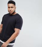 Only & Sons Plus Longline T-shirt In Pique With Faux Layer - Black