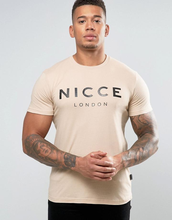 Nicce London T-shirt With Large Logo - Stone