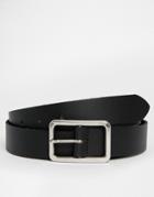 Asos Leather Belt With Smart Buckle - Black