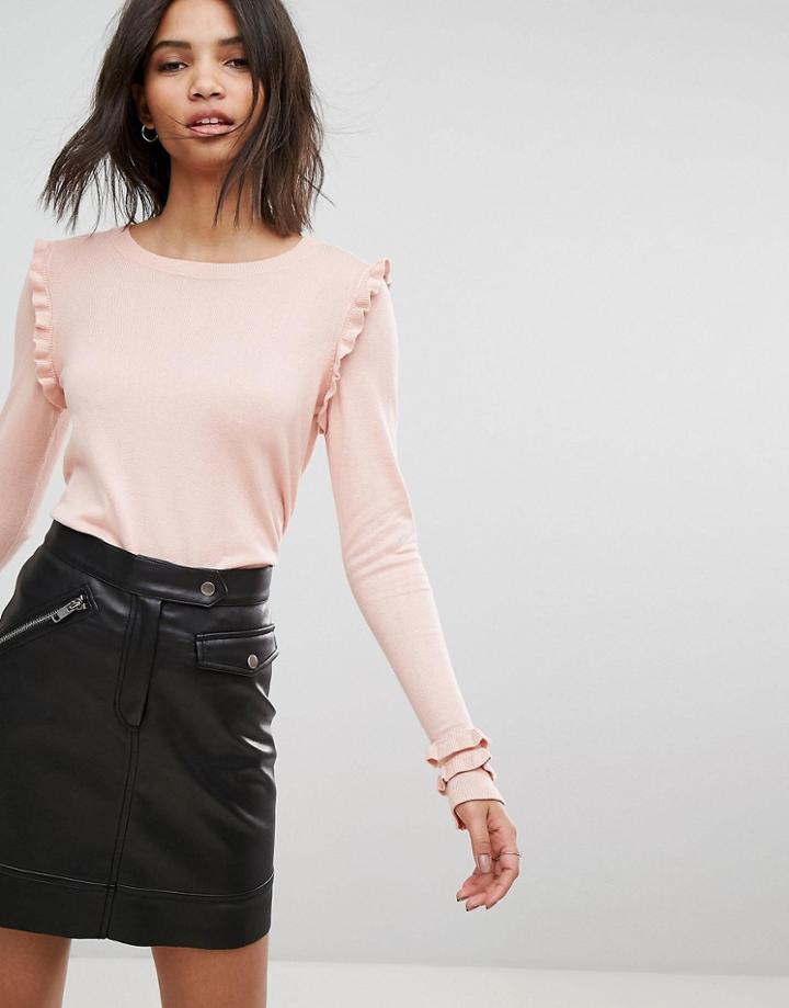 Vero Moda Ruffle Sleeve Top - Pink