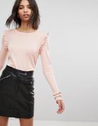 Vero Moda Ruffle Sleeve Top - Pink