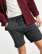 Pull & Bear Chino Shorts In Dark Gray-grey