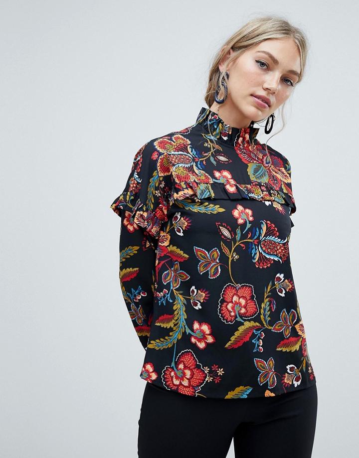 Vero Moda Floral High Neck Blouse - Multi
