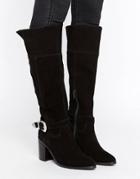 Asos Cabrilla Suede Western Knee High Boots - Black