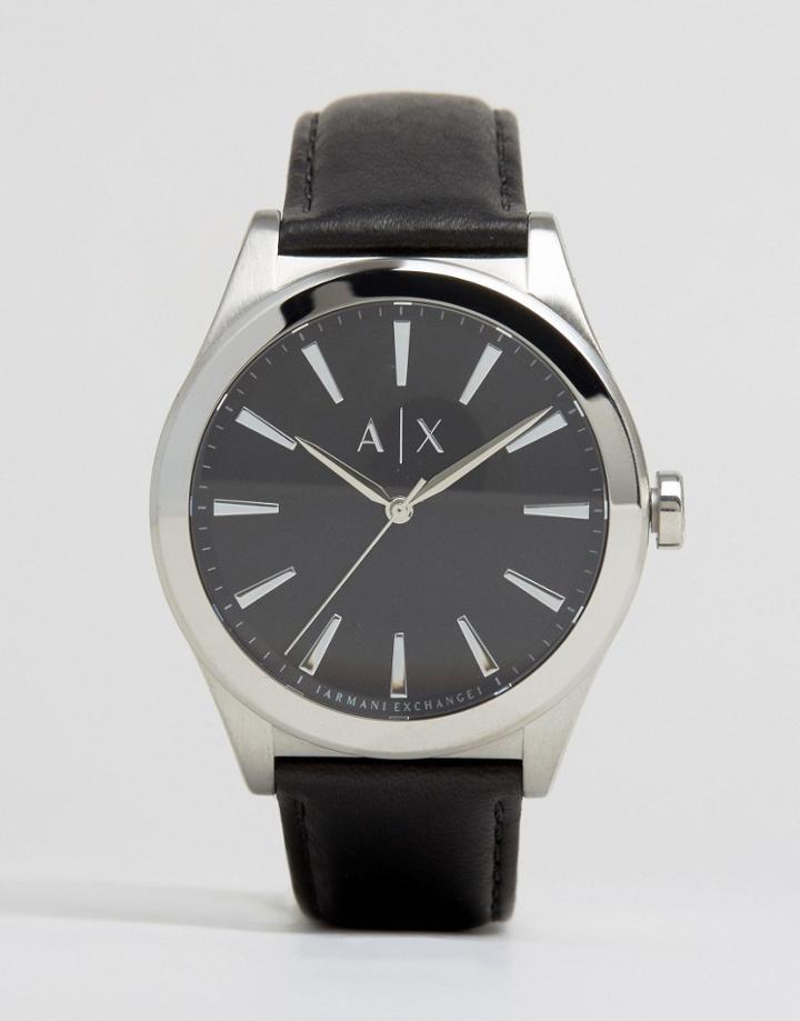 Armani Exchange Leather Watch In Black Ax2323 - Black