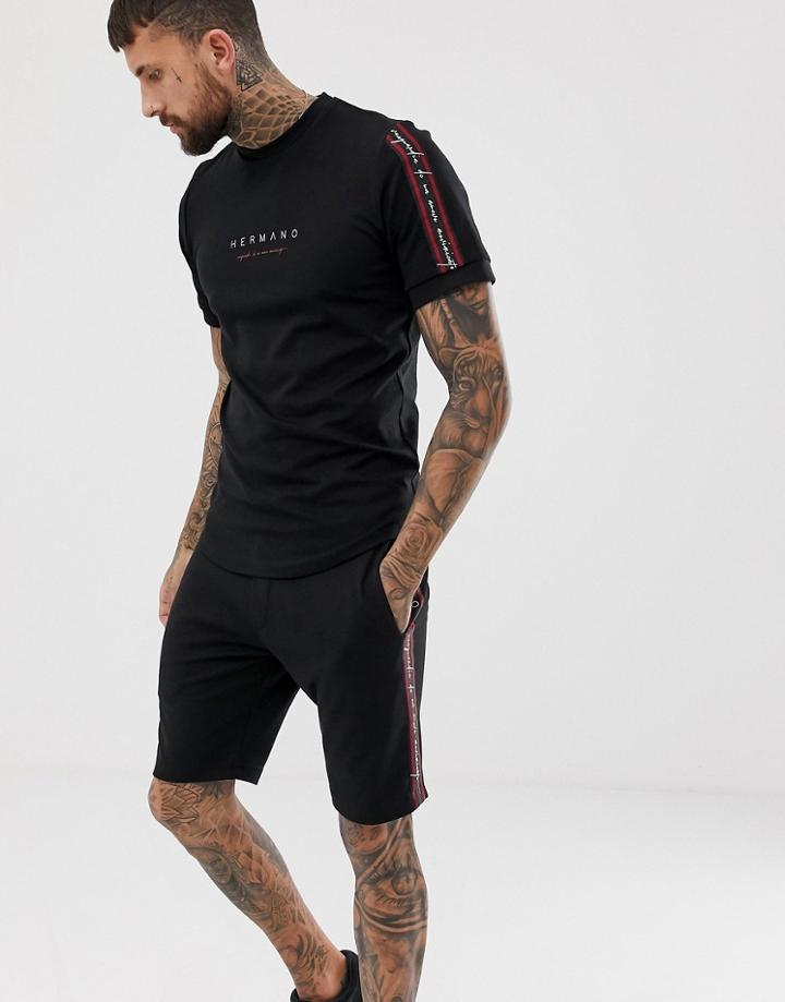 Hermano Two-piece T-shirt With Side Taping In Black - Black
