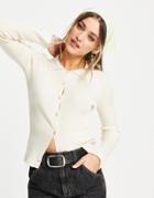 Pieces Monalisa Polo Knit Button Front Top In Gray-grey