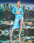Asos Design X Millie Satin Midi Skirt In Electric Blue