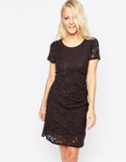 B.young Short Sleeve Lace Shift Dress - Phantom