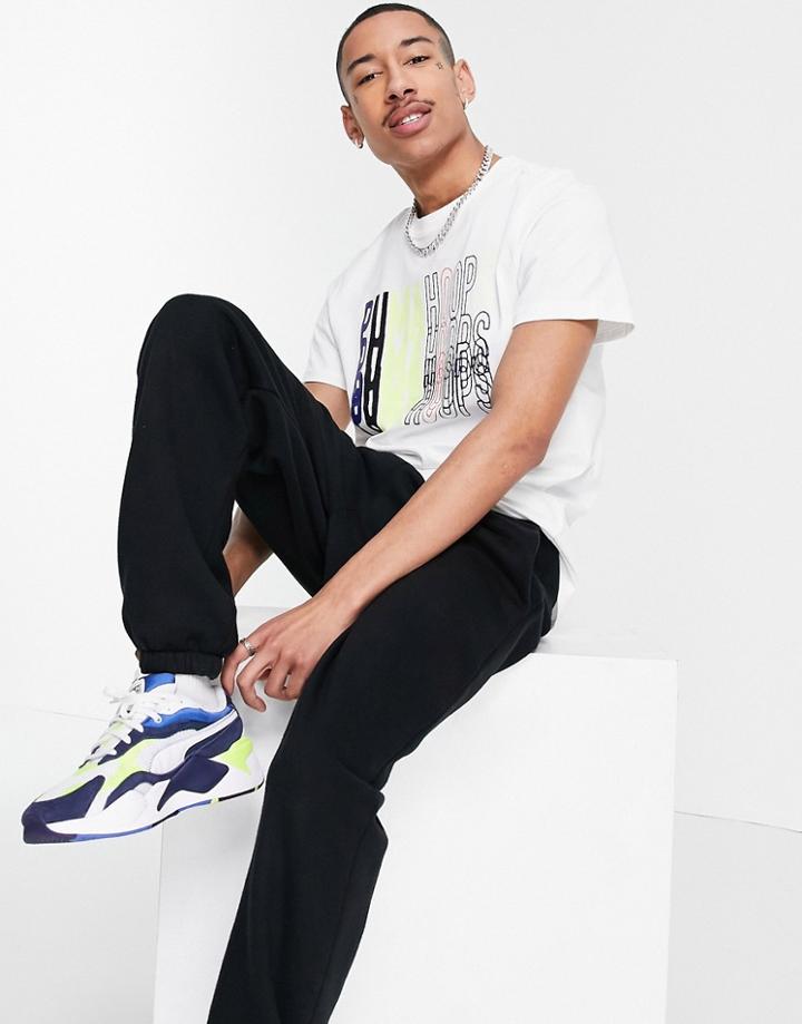 Puma Hoops Logo Print T-shirt In White