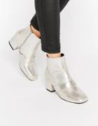 Asos Ranora Loafer Ankle Boots - Silver