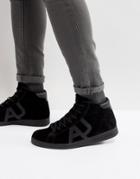 Armani Jeans Hi Top Suede Logo Sneaker In Black - Black