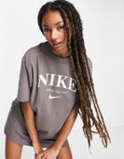 Nike Collegiate Logo T-shirt Dress In Gray