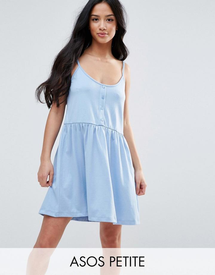 Asos Petite Cami Smock Dress With Button Placket - Multi