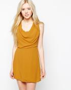 Wal G Shift Dress With Cowl Neck - Yellow
