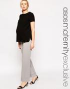 Asos Maternity Wide Leg Pant With Turn Up - Gray