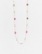 Asos Design Sunglasses Chain In Happy Face Flower And Pearls-multi