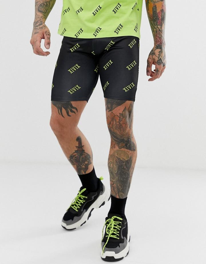 Asos Design Two-piece Megging Shorts With Roman Numerals Print - Black