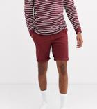Asos Design Tall Slim Chino Shorts In Burgundy-red