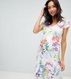 Bluebelle Maternity V Neck Floral Shift Dress-multi