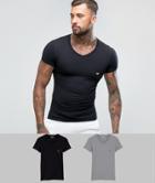 Emporio Armani 2 Pack V Neck Logo Lounge T-shirts In Multi - Multi