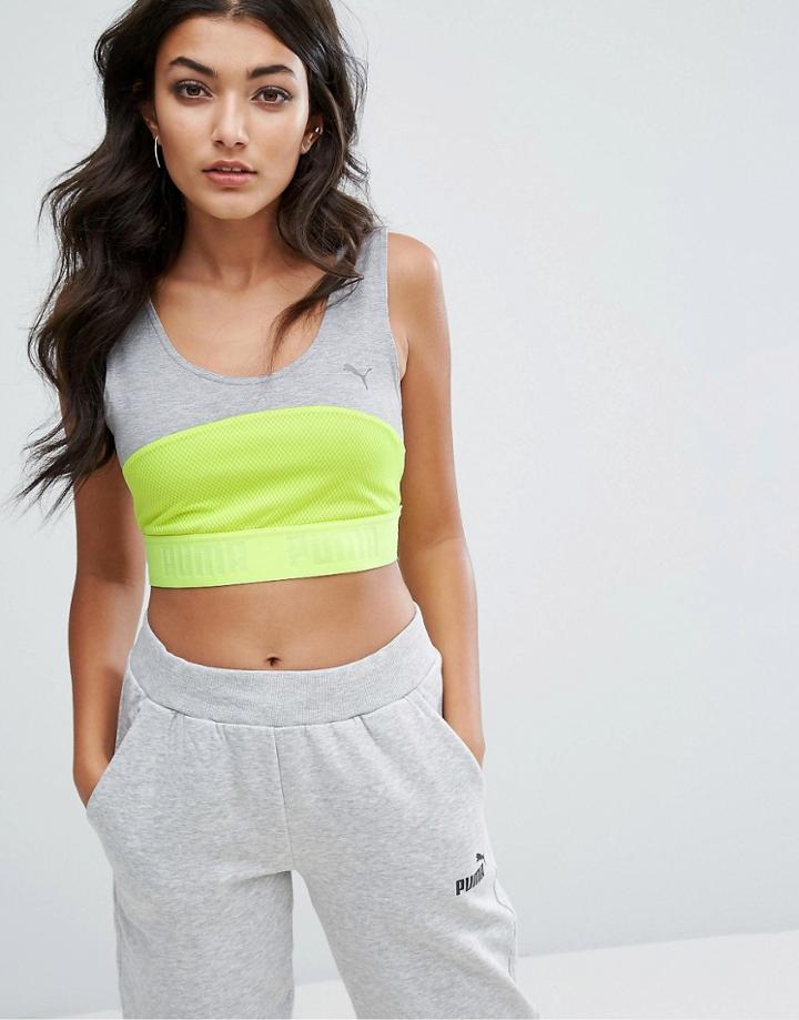 Puma Crop Top In Neon Yellow - Yellow