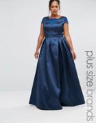 Chi Chi London Plus Lace Insert Maxi Dress - Navy